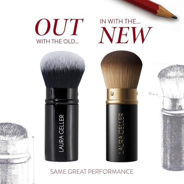 LAURA GELLER NEW YORK Retractable Airbrush Kabuki Brush – For Liquid, Cream & Powder Face Makeup – Soft Bristles, Aluminum Handle, Travel-Friendly - Image 2