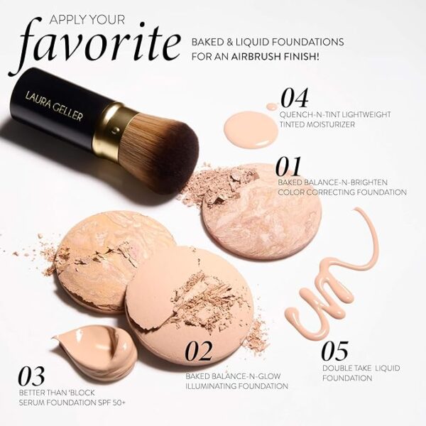LAURA GELLER NEW YORK Retractable Airbrush Kabuki Brush – For Liquid, Cream & Powder Face Makeup – Soft Bristles, Aluminum Handle, Travel-Friendly - Image 3