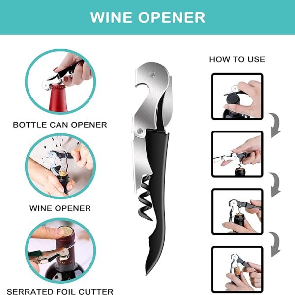 5-in-1 Jar Opener for Weak Hands – Multi-Function Bottle & Lid Opener with Non-Slip Gripper Pad & Corkscrew for Seniors with Arthritis (Blue) - Image 3