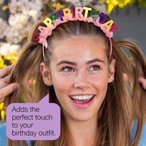 Scunci by Conair Birthday Headband – Colorful "Birthday Girl" Tulle Headband, Fun Birthday Gift for Women & Girls, 1 Count