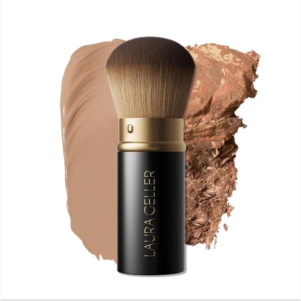 LAURA GELLER NEW YORK Retractable Airbrush Kabuki Brush – For Liquid, Cream & Powder Face Makeup – Soft Bristles, Aluminum Handle, Travel-Friendly