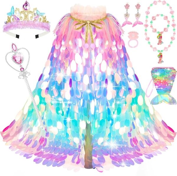 Dress Up Clothes Rainbow Mermaid Cape Kit