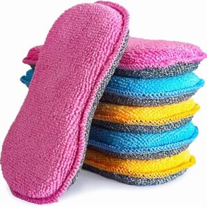 UPSTAR Dish Sponges – 6-Pack Microfiber Cleaning Scrubbers for Kitchen, Sink & Dishwashing, Non-Scratch, Multi-Purpose Use