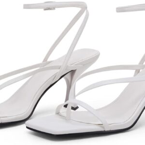 PiePieBuy women’s lace-up strappy heeled sandals – square toe high heel flip flop party shoes in trendy summer design Image resourced from Amazon
