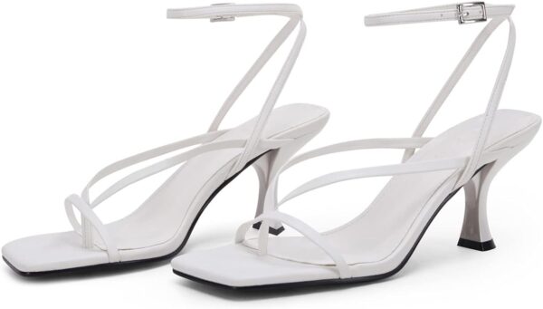 PiePieBuy women’s lace-up strappy heeled sandals – square toe high heel flip flop party shoes in trendy summer design Image resourced from Amazon
