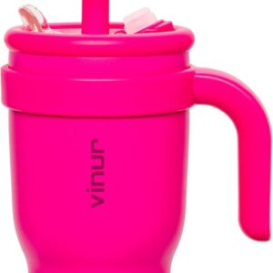 Stainless Steel Vacuum Insulated Cup with Lid & Straw – Leakproof Travel Drink Cup for Kids, Rose Pink
