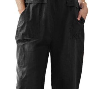 YESNO Women’s Casual Loose Fit Bib Overalls – Long Baggy Romper Jumpsuit with Pockets PV9