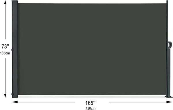 165" x 73" Retractable Side Awning – Gray, Waterproof UV-Resistant Folding Privacy Screen & Room Divider - Image 3