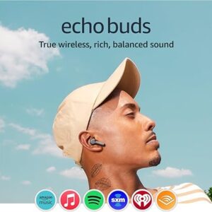 Amazon Echo Buds (newest model) in black – true wireless Bluetooth 5.2 earbuds with Alexa, 20-hour battery life, fast charging case, and sweat resistance echo spot galaxy buds 3 buds fe echo buds ペア リング