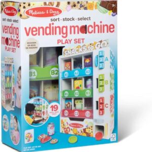 Melissa & Doug wooden vending machine play set – sort, stock, and select pretend food toy for boys and girls age 3 and up Image resources from Amazon