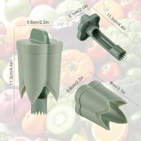 2025 Upgrade Pepper Seed Corer Remover – 2-in-1 Bell Pepper Cutter & Deseeder Kitchen Tool (Green)