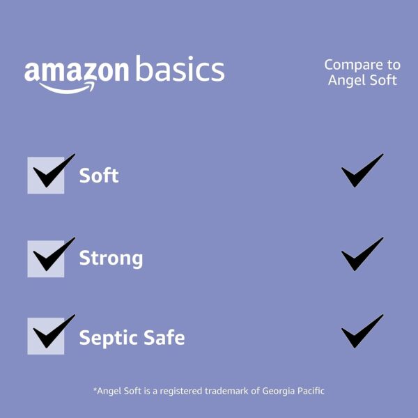 Amazon Basics 2-Ply Toilet Paper – 30 Mega Rolls (Equals 120 Regular Rolls), 350 Sheets Per Roll, Unscented – Soft & Strong Bath Tissue - Image 2