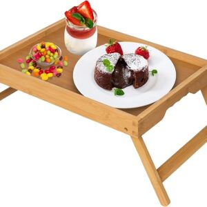 Artmeer foldable bamboo bed tray table with legs – perfect for breakfast in bed, laptop use, snacks, or as a TV tray Image Source: Amazon