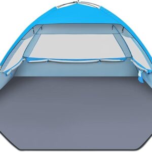 Gorich beach tent sun shelter with UPF 50+ UV protection, large capacity for 3 to 10 people, perfect for family beach days and summer outdoor use. Image source: Amazon.com