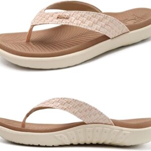 KuaiLu women’s flip flops with cushioned yoga mat footbed and arch support – comfortable slip-on thong sandals for indoor and outdoor summer use Image resources rom Amazon