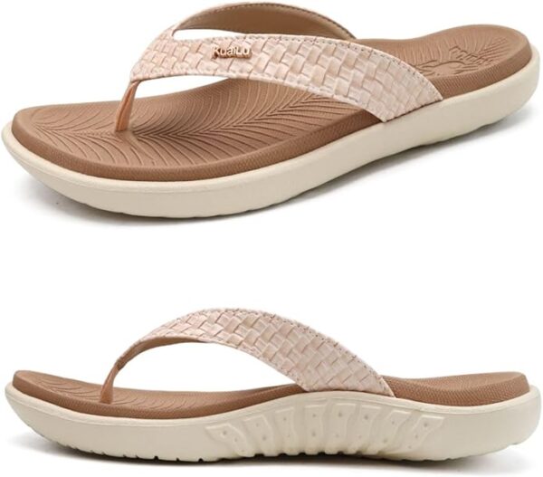 KuaiLu women’s flip flops with cushioned yoga mat footbed and arch support – comfortable slip-on thong sandals for indoor and outdoor summer use Image resources rom Amazon