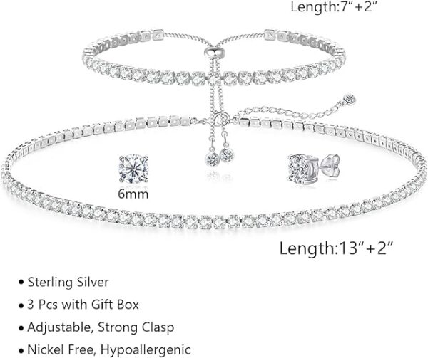 Sterling Silver Tennis Necklace & Bracelet Set – Dainty & Sparkly - Image 2