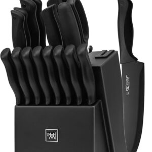 HUNTER.DUAL 19-piece black kitchen knife set with self-sharpening block, dishwasher safe blades, and anti-slip handles – ideal for home chefs in the USA Image Source: Amazon
