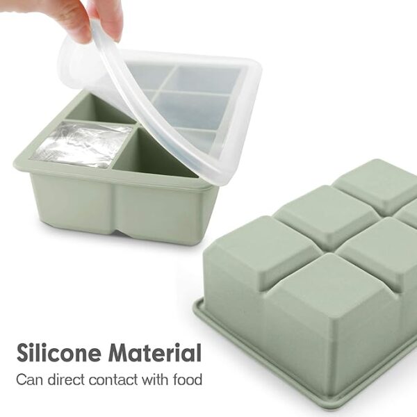 3-Pack Large Silicone Ice Cube Trays with Leakproof Removable Lids – BPA-Free, Stackable Square Ice Molds for Whiskey & Cocktails - Image 2