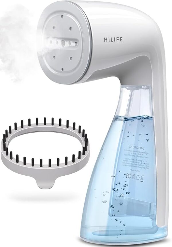 HiLIFE handheld clothes steamer in white with 300ml water tank – compact 1100W fabric wrinkle remover for home and travel, 120V only Image resources from Amazon