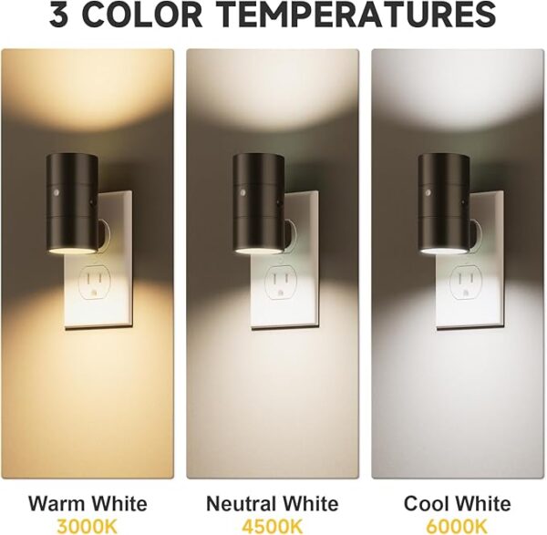 NIORSUN Dimmable Night Lights Plug-In, 4 Pack – Black - Image 2