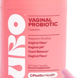 O Positiv URO Vaginal Probiotics bottle with 60 capsules – Feminine health supplement for pH balance, odor control, and vaginal flora support