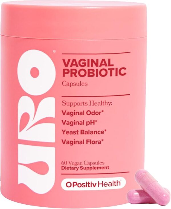 O Positiv URO Vaginal Probiotics bottle with 60 capsules – Feminine health supplement for pH balance, odor control, and vaginal flora support