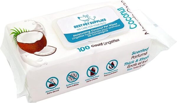 Best Pet Supplies Dog Wipes – Coconut Scent, 100 Count