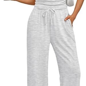 Trendy Queen women’s 2-piece summer lounge set with side ruching crop top and wide-leg pants – matching sweatsuit for casual wear or travel Imaage resources from Amazon