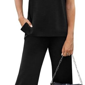 WIHOLL women’s two-piece summer matching set with cap sleeve top and wide leg pants – comfortable vacation or lounge outfit in sizes S to 3XL