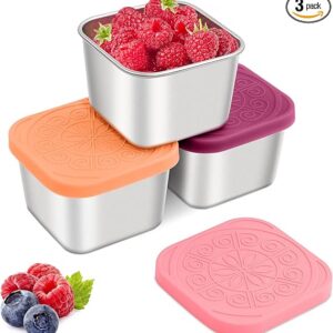 3-pack stainless steel snack containers for kids – 7.2oz leak-proof reusable lunch boxes with lids, perfect for school, travel, and meal prep in the USA