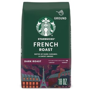 Starbucks French Roast ground coffee – 18 oz dark roast bag made with 100% Arabica beans, rich bold flavor perfect for home brewing in the USA