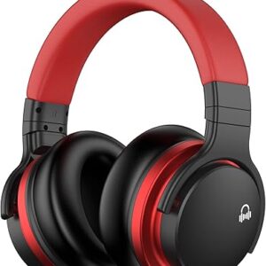 MOVSSOU E7 Active Noise Cancelling Bluetooth Headphones – Over-Ear, Deep Bass, 30H Playtime, Mic, Black