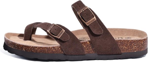 Litfun Women's Suede Cork Footbed Sandals – Comfortable Summer Slides with Adjustable Buckle - Image 3