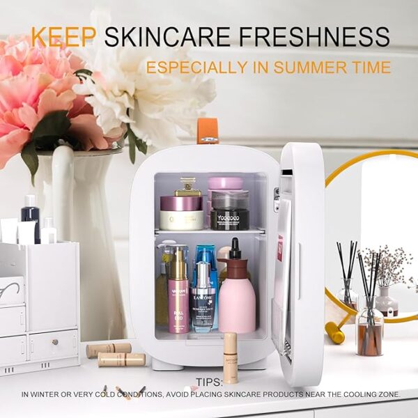 Mini Skincare Fridge – 4L Mirror Cooler & Warmer - Image 4