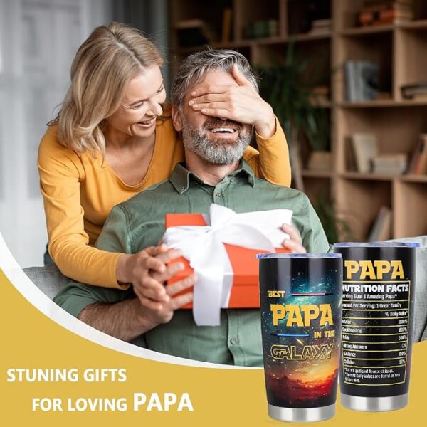 20oz Papa Tumbler – Best Dad Gift from Grandkids, Daughter, or Son – Birthday, Father’s Day, Christmas, Anniversary or Valentine’s Gift for Him - Image 2