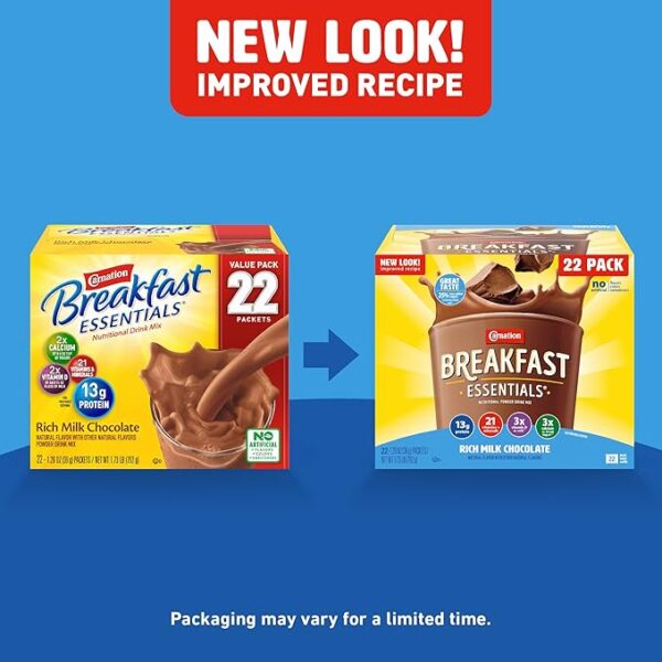 Carnation Breakfast Essentials Chocolate Drink Mix – 22 Packets, 1.26oz Each - Image 4