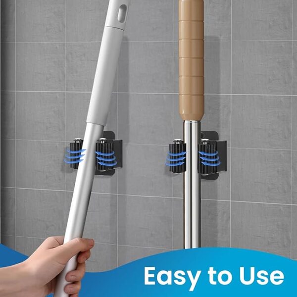 24PCS Broom Holder Wall Mount – Heavy Duty Stainless Steel Mop & Broom Hanger with Screws, Wall Organizer Rack for Garden, Garage & Outdoor Tools (Black) - Image 2