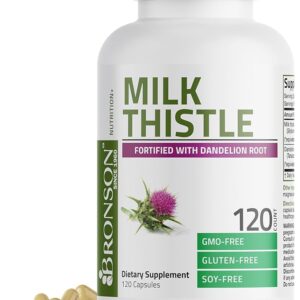 Bronson Milk Thistle with Silymarin & Dandelion Root – Liver Health & Detox Support Supplement – Antioxidant Formula – 120 Capsules