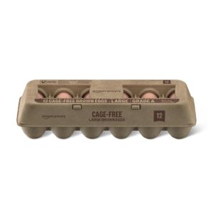 Amazon Grocery cage-free large brown eggs, Grade A – 1 dozen in recyclable packaging, fresh and ready for delivery across the USA