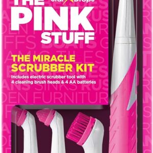 Stardrops The Pink Stuff Miracle Scrubber Kit with 4 cleaning brush heads – powerful cleaning tool for kitchen, bathroom, and household surfaces