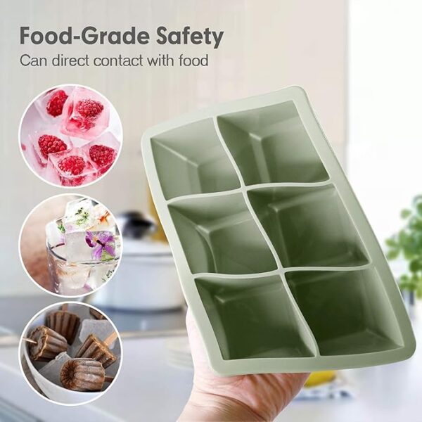 3-Pack Large Silicone Ice Cube Trays with Leakproof Removable Lids – BPA-Free, Stackable Square Ice Molds for Whiskey & Cocktails - Image 5