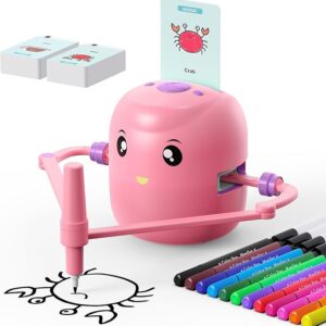 Smart Drawing Robot for kids age 5+ with 150 word learning cards, 16 color pens, and voice interaction – fun and educational Montessori STEM toy