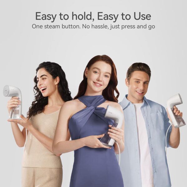 HiLIFE Steamer for Clothes – Handheld Garment Steamer with 300ml Tank, Portable Fabric Wrinkle Remover for Home & Travel Use – 1100W, 120V Only (White) - Image 4