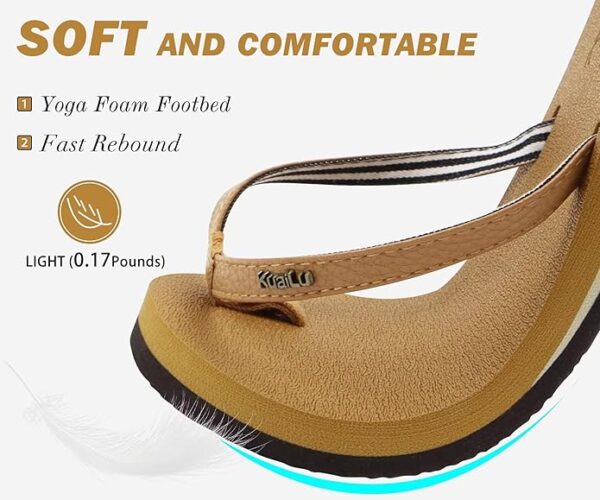 KuaiLu Women’s Arch Support Flip Flops – Comfortable Yoga Mat Thong Sandals with Cushioned Sole, Slip-On Summer Beach Walking Footwear - Image 2