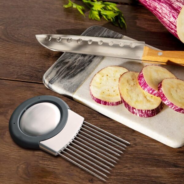 2025 Upgraded Stainless Steel Onion Holder – Multi-Vegetable Slicer & Cutting Guide Tool - Image 2
