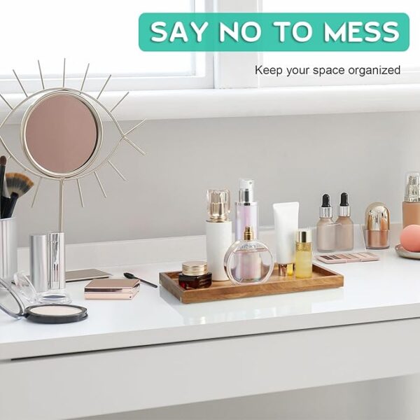 ALELION 11.7" Acacia Wood Bathroom Vanity Tray – Decorative Wooden Tray for Toilet Tank, Makeup, Perfume, Jewelry & Kitchen Countertop Organizer - Image 4