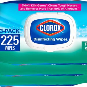 Clorox Disinfecting Wipes, Bleach-Free, Fresh Scent, 75 Count (Pack of 3) – Moisture Seal Lid, Household Cleaning Essentials