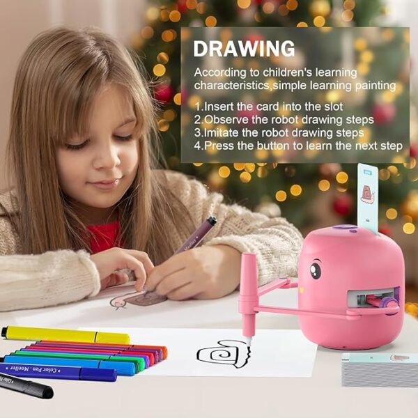 Smart Drawing Robot for Kids – Montessori Educational Toy with Voice Interaction, 16 Color Pens & 150 Learning Word Cards – Gift for Ages 5+ Boys & Girls - Image 3
