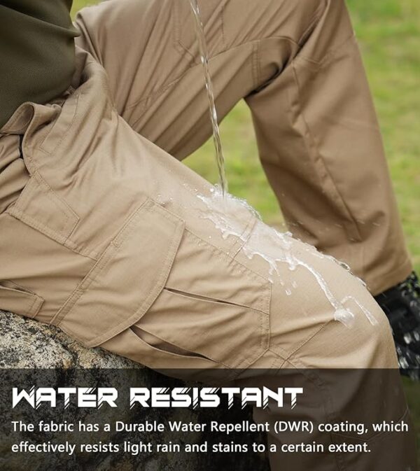 SPOSULEI Men’s Tactical Ripstop Cargo Work Pants – 9-Pocket Water-Resistant Hiking & Construction Pants - Image 4